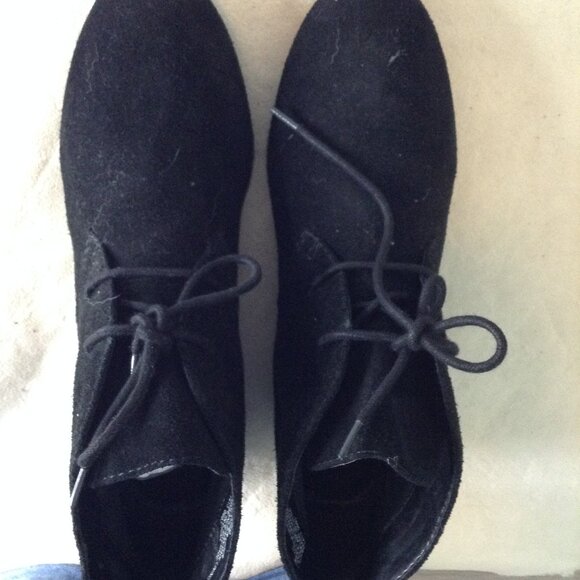 Nine West "Joeyo" 11M Black Suede Wedge, Lace up ankle boots, Steampunk, Goth - Picture 8 of 8